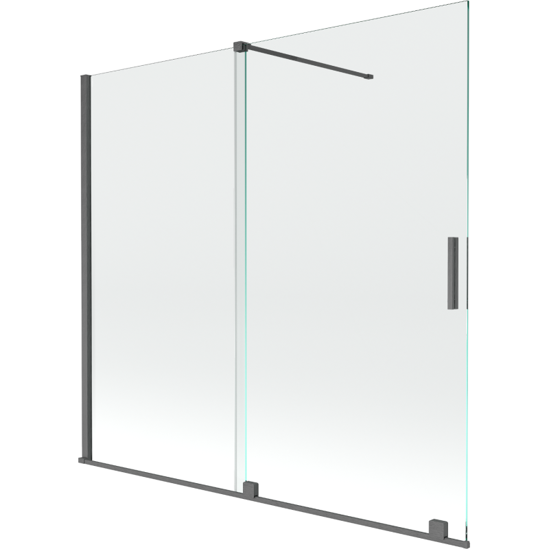Mexen Velar Duschwand für die Badewanne, 2-flügelig, verschiebbar, 170 x 160 cm, transparent, gebürstetes Gun Gray - 896-170-00?