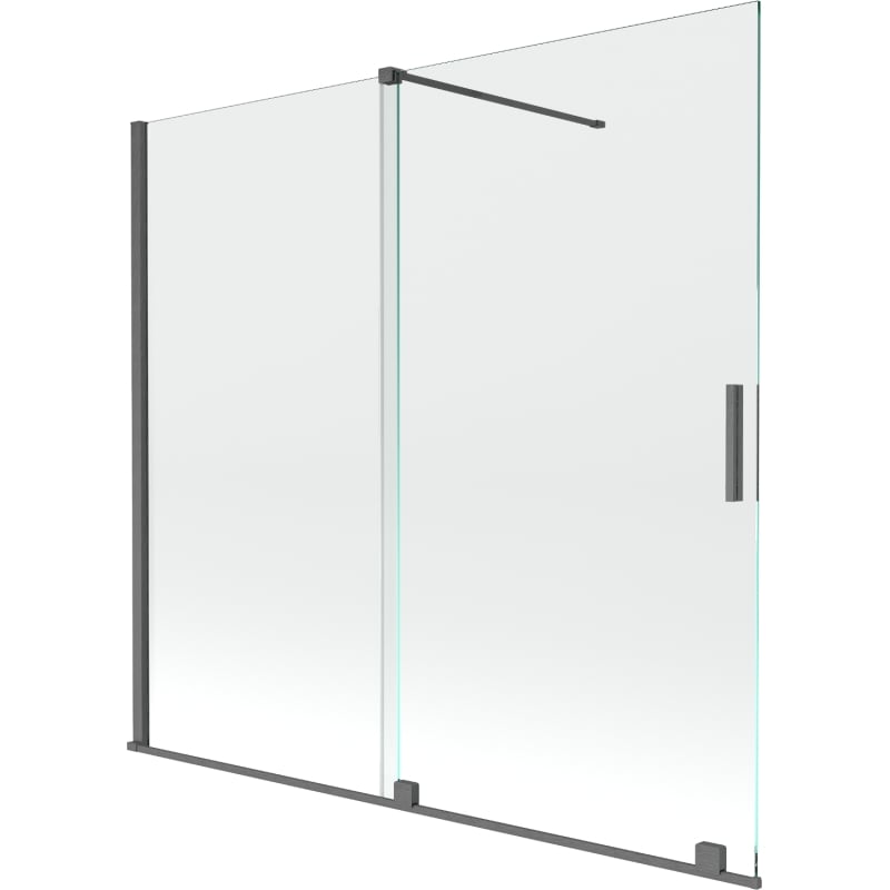 Mexen Velar tweedelige schuifbare badwand 170 x 160 cm, transparant, geborsteld kanongrijs - 896-170-000-01-66