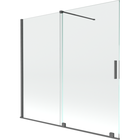 Mexen Velar Duschwand für die Badewanne, 2-flügelig, verschiebbar, 170 x 160 cm, transparent, gebürstetes Gun Gray - 896-170-00?