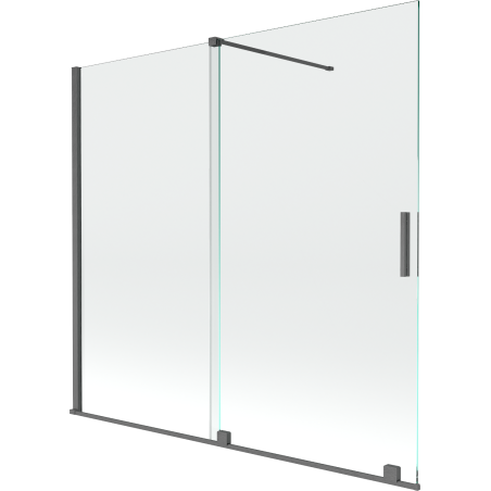Mexen Velar parawan nawannowy 2-skrzydłowy rozsuwany 170 x 160 cm, transparent, gun gray szczotkowany - 896-170-000-01-66