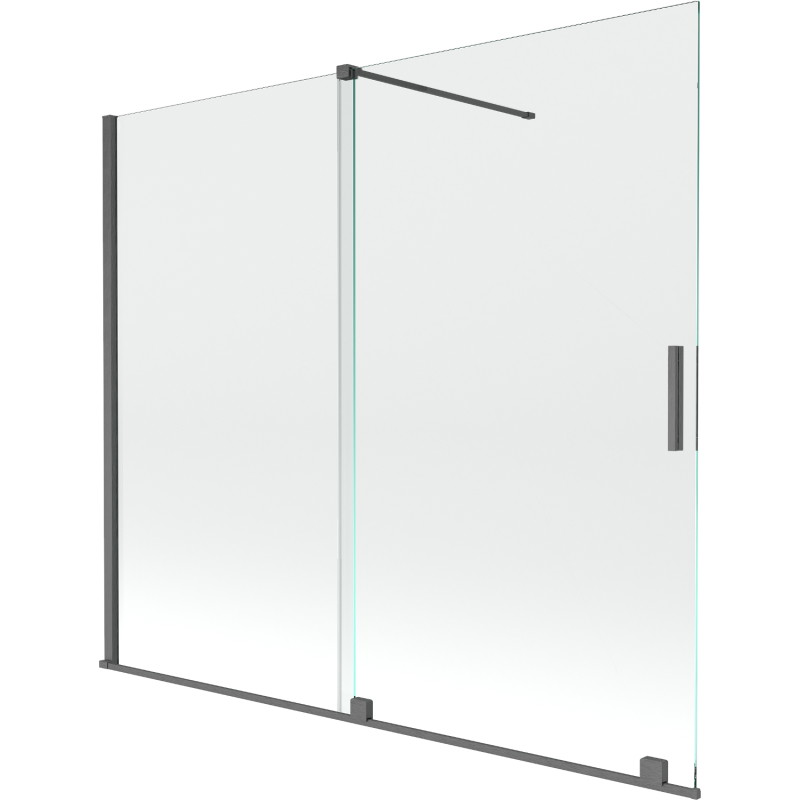 Mexen Velar 2-flügelige Duschwand zum Schieben 180 x 150 cm, transparent, gebürstet gun gray - 896-180-000-01-66