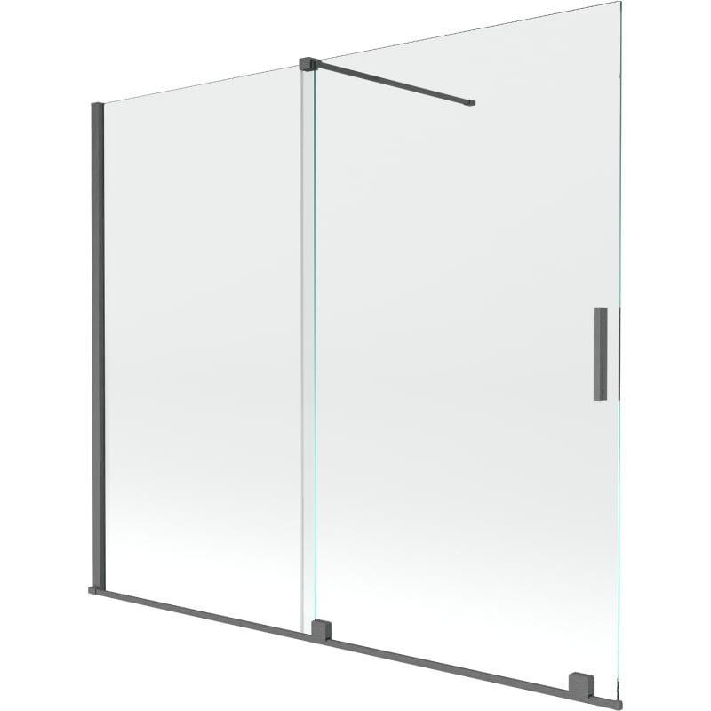 Mexen Velar dvoslojna klizna stijenka za kadu 180 x 150 cm, prozirna, brušena tamnosiva - 896-180-000-01-66