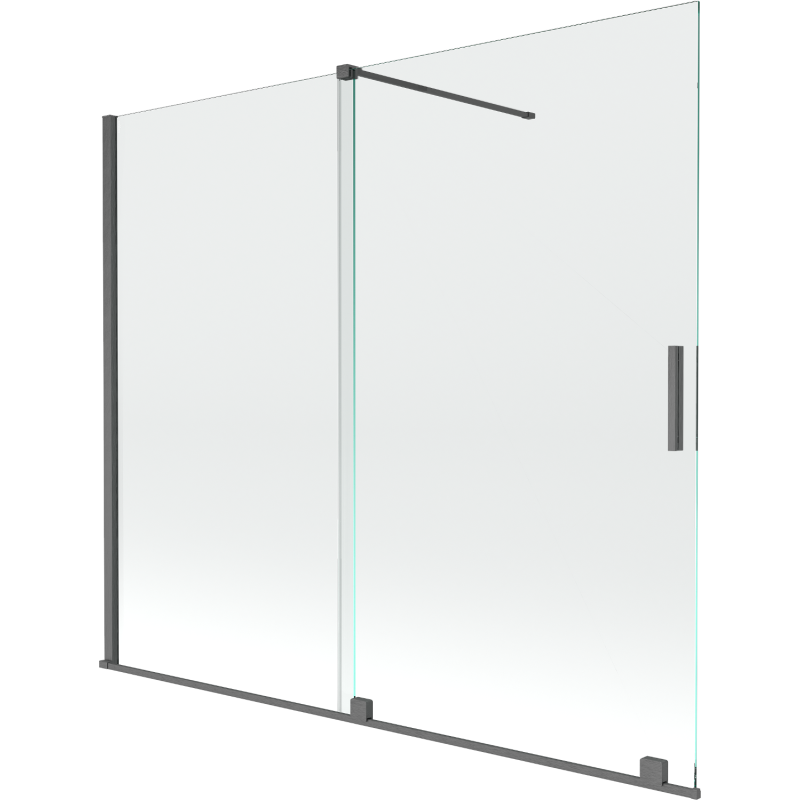 Mexen Velar paratia da vasca da bagno 2 ante scorrevoli 180 x 150 cm, trasparente, grigio canna di fucile spazzolato