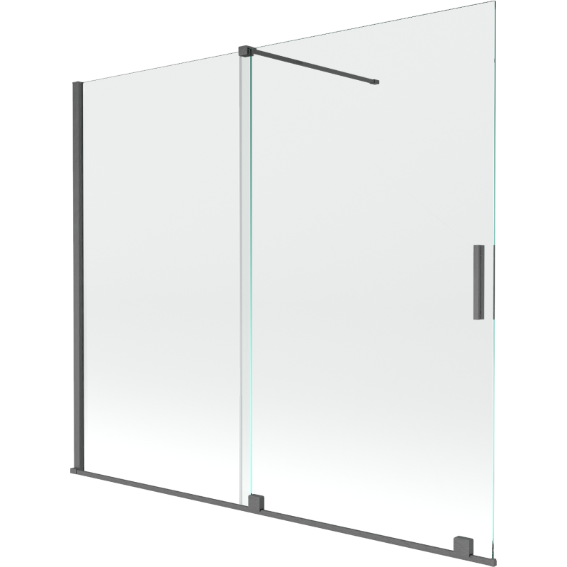 Mexen Velar parawan nawannowy 2-skrzydłowy rozsuwany 180 x 150 cm, transparent, gun gray szczotkowany - 896-180-000-01-66