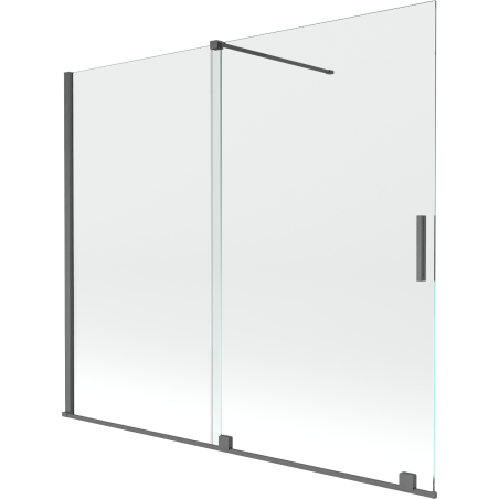 Mexen Velar paravent de baignoire 2 volets coulissants 180 x 150 cm, transparent, gris fusil brossé - 896-180-000-01-66