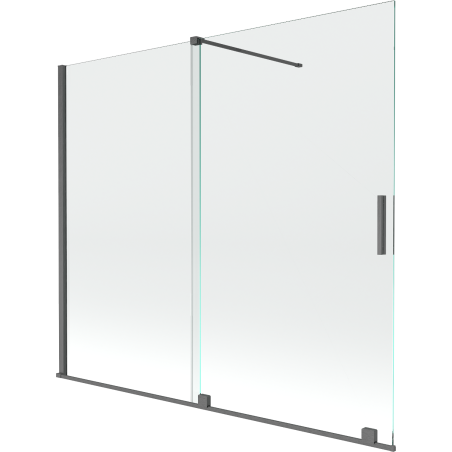 Mexen Velar parawan nawannowy 2-skrzydłowy rozsuwany 180 x 150 cm, transparent, gun gray szczotkowany - 896-180-000-01-66