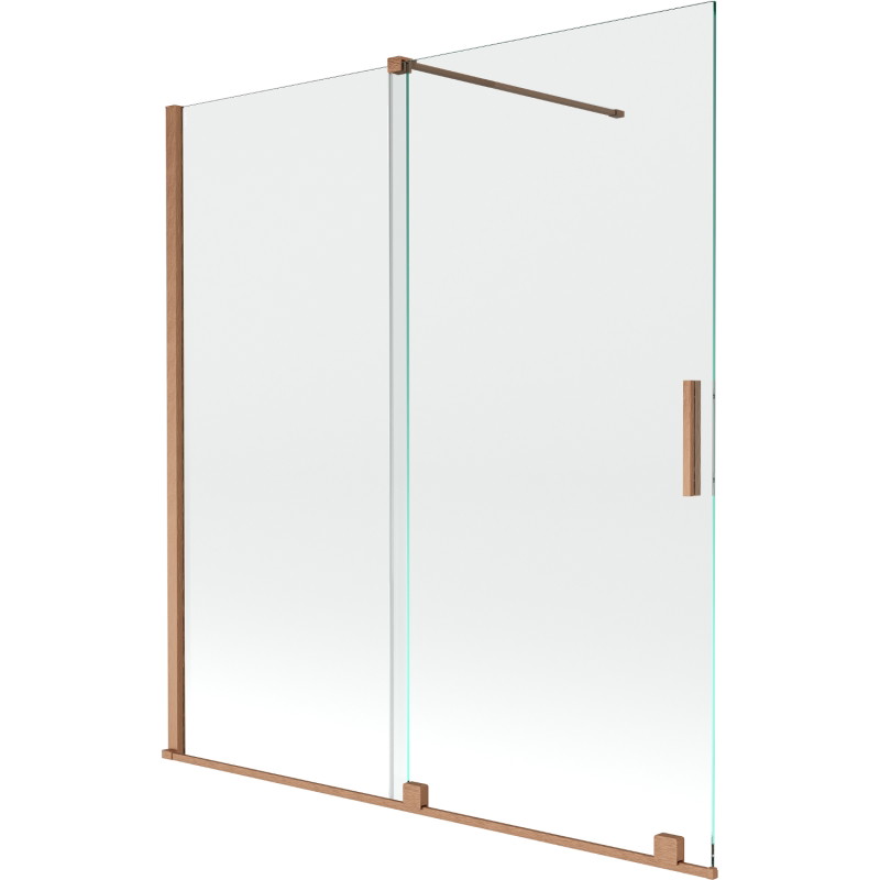 Mexen Velar 2-delige schuifbare badkuipscherm 150 x 150 cm, transparant, geborsteld koper - 896-150-000-01-65