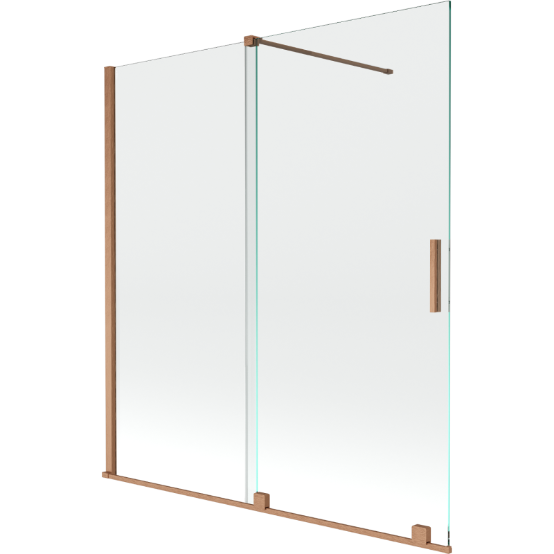 Mexen Velar Badewannenabtrennung 2-flügelig verschiebbar 150 x 150 cm, transparent, gebürstetes Kupfer - 896-150-000-01-65