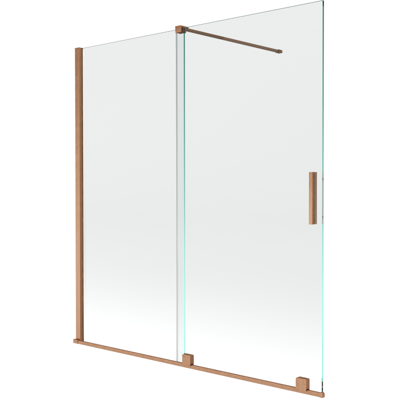 Mexen Velar paroi de baignoire à 2 panneaux coulissants 150 x 150 cm, transparent, cuivre brossé - 896-150-000-01-65