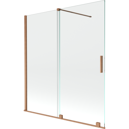 Mexen Velar parawan nawannowy 2-skrzydłowy rozsuwany 150 x 150 cm, transparent, miedź szczotkowana - 896-150-000-01-65