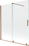 Mexen Velar divisória de banheira de correr de 2 painéis 150 x 150 cm, transparente, cobre escovado - 896-150-000-01-65