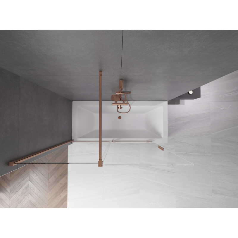 Mexen Velar paroi de baignoire à 2 volets coulissants 150 x 150 cm, transparent, cuivre brossé - 896-150-000-01-65