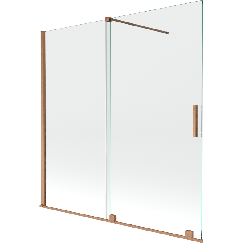 Mexen Velar Badewannenfaltwand 2-flügelig verschiebbar 160 x 150 cm, transparent, gebürstetes Kupfer - 896-160-000-01-65