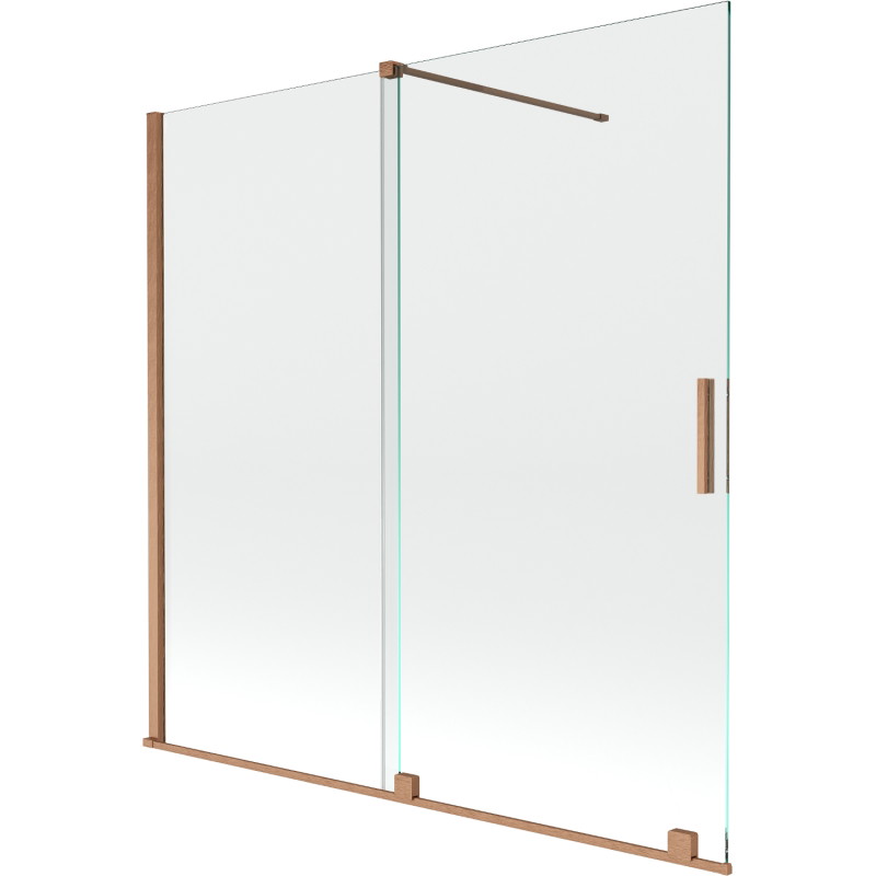 Mexen Velar mampara de bañera de 2 hojas deslizantes 160 x 150 cm, transparente, cobre cepillado - 896-160-000-01-65