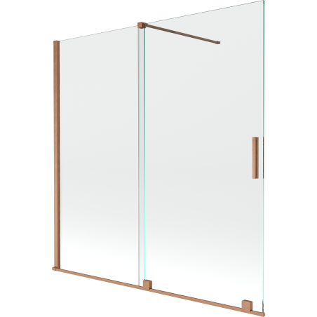 Mexen Velar uitklapbaar badscherm 2-vleugelig schuifbaar 160 x 150 cm, transparant, geborsteld koper - 896-160-000-01-65