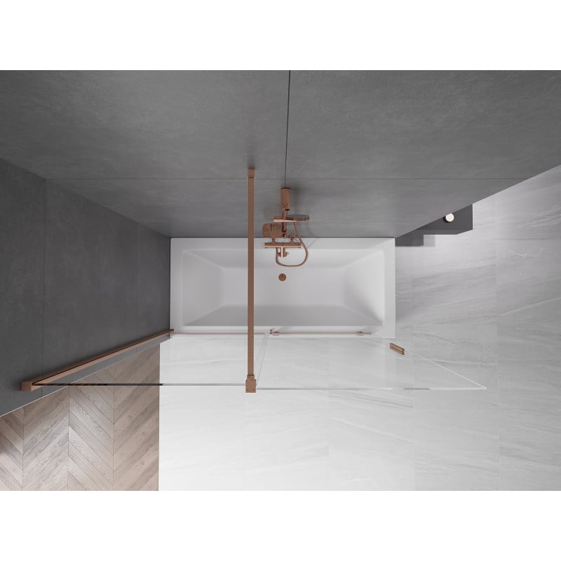 Mexen Velar parawan nawannowy 2-skrzydłowy rozsuwany 160 x 150 cm, transparent, miedź szczotkowana - 896-160-000-01-65