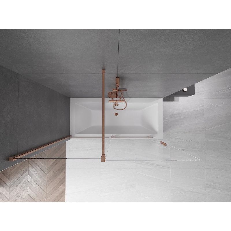 Mexen Velar tweedelige verschuifbare badwand 160 x 150 cm, transparant, geborsteld koper - 896-160-000-01-65