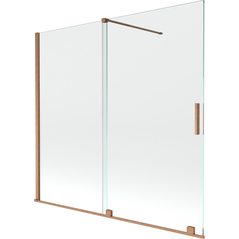 Mexen Velar kahetiivaline vannisein, liuguks, 170 x 150 cm, läbipaistev, harjatud vask - 896-170-000-01-65