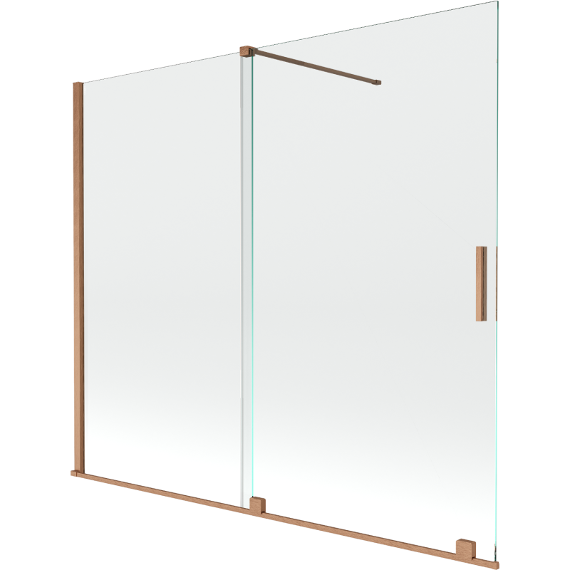 Mexen Velar Badewannenwand 2-flügelig verschiebbar 180 x 150 cm, transparent, gebürstetes Kupfer - 896-180-000-01-65