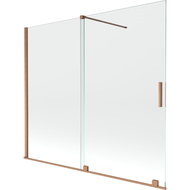 Mexen Velar klizna za tuš s dva krila, klizna 180 x 150 cm, transparentna, brušeni bakar - 896-180-000-01-65