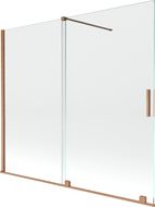 Mexen Velar Badewannenwand 2-flügelig verschiebbar 180 x 150 cm, transparent, gebürstetes Kupfer - 896-180-000-01-65