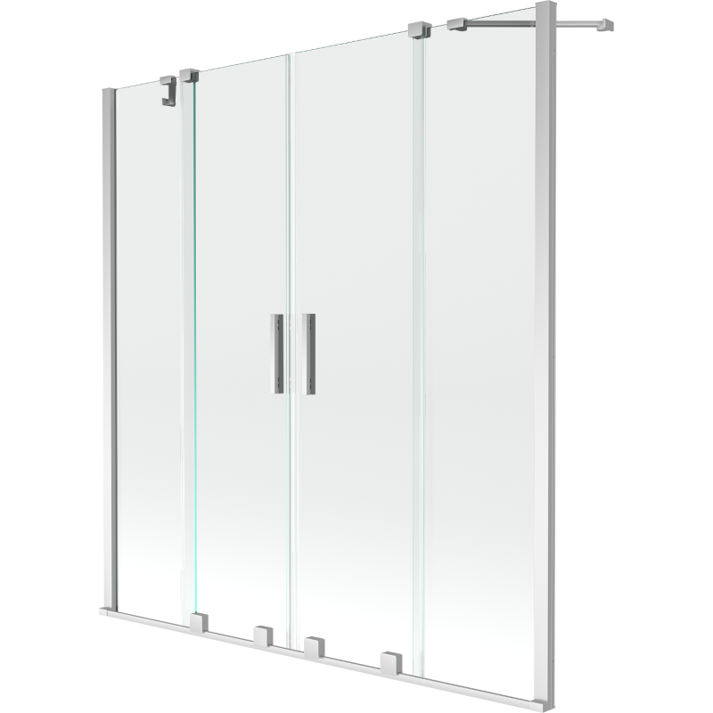 Mexen Velar Duo Badewannenfaltwand, 2-flügelig, 140 x 150 cm, transparent, chrom - 896-140-000-02-01