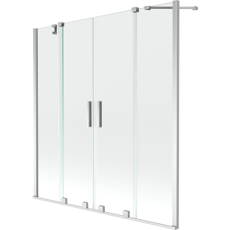 Mexen Velar Duo Badewannenfaltwand, 2-flügelig, 140 x 150 cm, transparent, chrom - 896-140-000-02-01