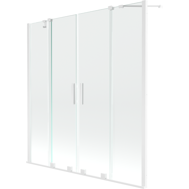 Mexen Velar Duo parawan nawannowy 2-skrzydłowy rozsuwany 140 x 150 cm, transparent, biały - 896-140-000-02-20