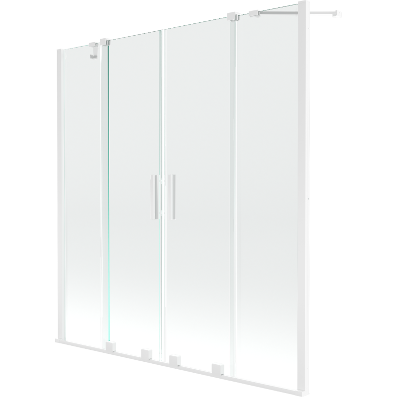 Mexen Velar Duo parawan nawannowy 2-skrzydłowy rozsuwany 150 x 150 cm, transparent, biały - 896-150-000-02-20