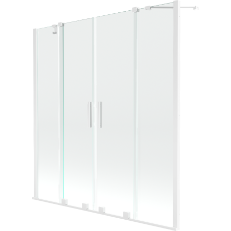 Mexen Velar Duo Badewannenfaltwand 2-flügelig, verschiebbar, 150 x 150 cm, transparent, weiß - 896-150-000-02-20
