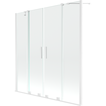 Mexen Velar Duo parawan nawannowy 2-skrzydłowy rozsuwany 150 x 150 cm, transparent, biały - 896-150-000-02-20