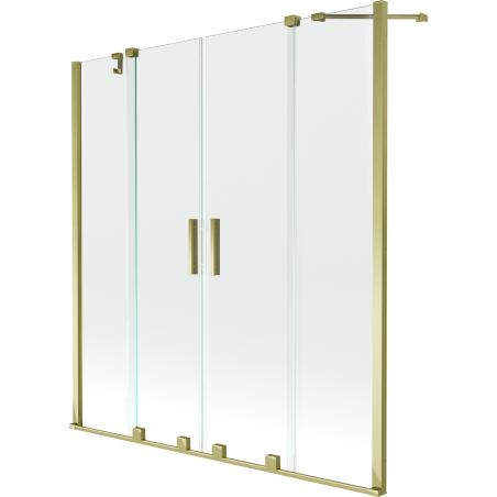 Mexen Velar Duo Badewannenfaltwand 2-flügelig verschiebbar 140 x 150 cm, transparent, gold - 896-140-000-02-50