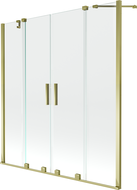 Mexen Velar Duo paravan za kad 2-krilni drsni 150 x 150 cm, prozoren, zlat - 896-150-000-02-50