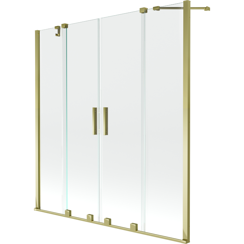 Mexen Velar Duo badkarsskärm 2-delad skjutbar 160 x 150 cm, transparent, guld - 896-160-000-02-50
