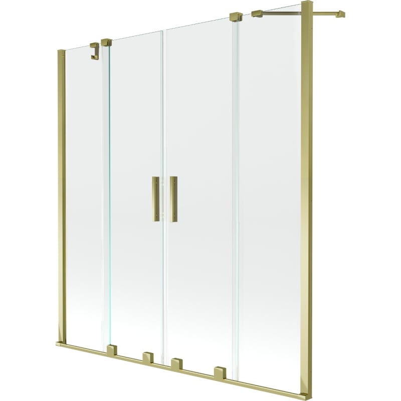 Mexen Velar Duo parawan nawannowy 2-skrzydłowy rozsuwany 160 x 150 cm, transparent, złoty - 896-160-000-02-50