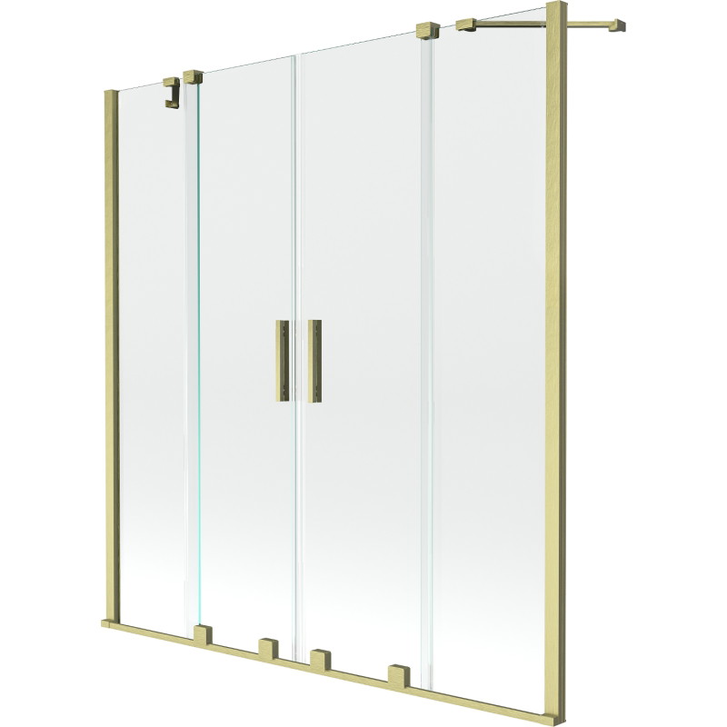 Mexen Velar Duo 2-Panel Sliding Bathtub Screen 150 x 150 cm, Transparent, Brushed Gold - 896-150-000-02-55