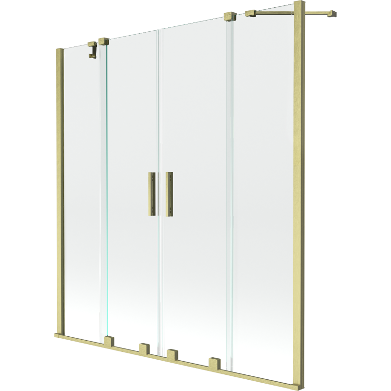 Mexen Velar Duo parawan nawannowy 2-skrzydłowy rozsuwany 150 x 150 cm, transparent, złoty szczotkowany - 896-150-000-02-55