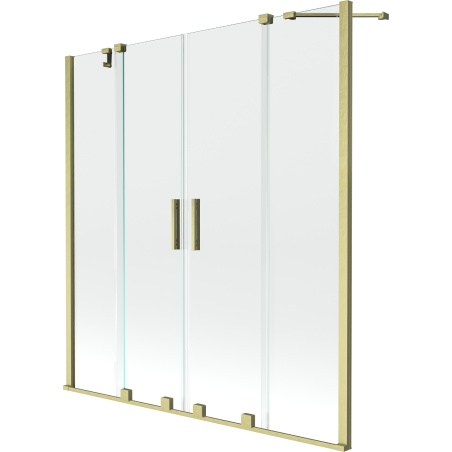 Mexen Velar Duo 2-Panel Sliding Bathtub Screen 150 x 150 cm, Transparent, Brushed Gold - 896-150-000-02-55