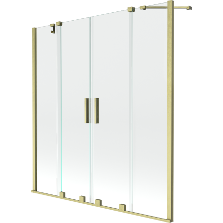 Mexen Velar Duo parawan nawannowy 2-skrzydłowy rozsuwany 150 x 150 cm, transparent, złoty szczotkowany - 896-150-000-02-55