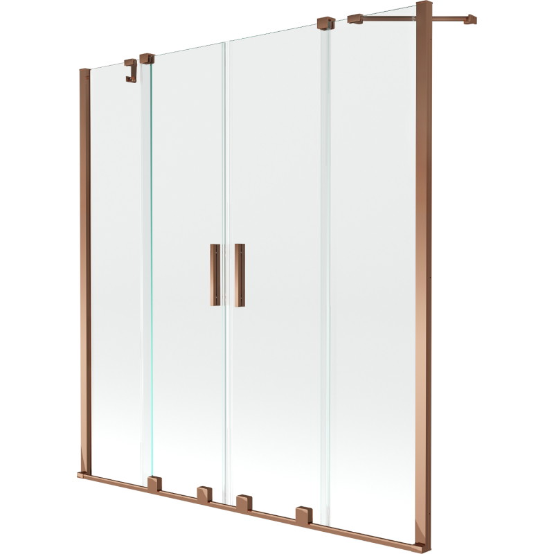 Mexen Velar Duo badwand 2-delig 140 x 150 cm, transparant, roségoud - 896-140-000-02-60