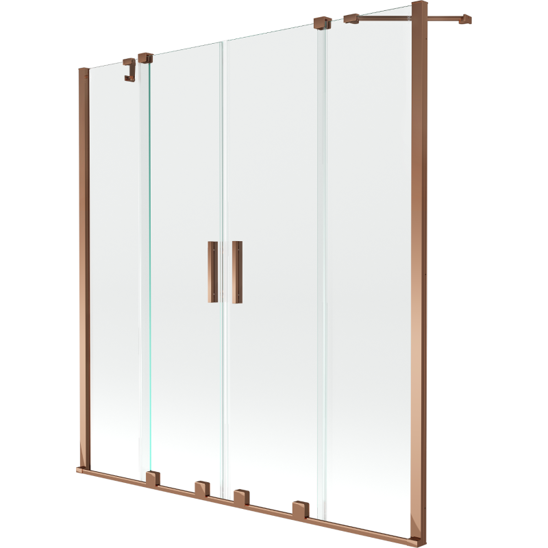 Mexen Velar Duo parawan nawannowy 2-skrzydłowy rozsuwany 140 x 150 cm, transparent, różowe złoto - 896-140-000-02-60