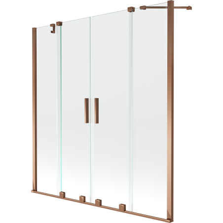 Mexen Velar Duo parawan nawannowy 2-skrzydłowy rozsuwany 140 x 150 cm, transparent, różowe złoto - 896-140-000-02-60