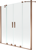 Mexen Velar Duo parawan nawannowy 2-skrzydłowy rozsuwany 140 x 150 cm, transparent, różowe złoto - 896-140-000-02-60