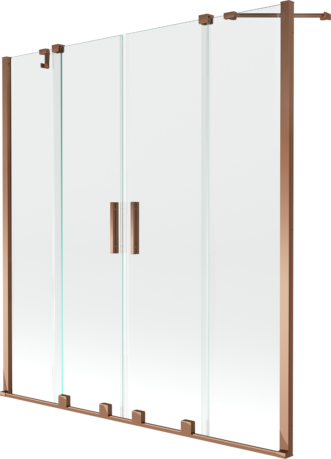 Mexen Velar Duo parawan nawannowy 2-skrzydłowy rozsuwany 150 x 150 cm, transparent, różowe złoto - 896-150-000-02-60
