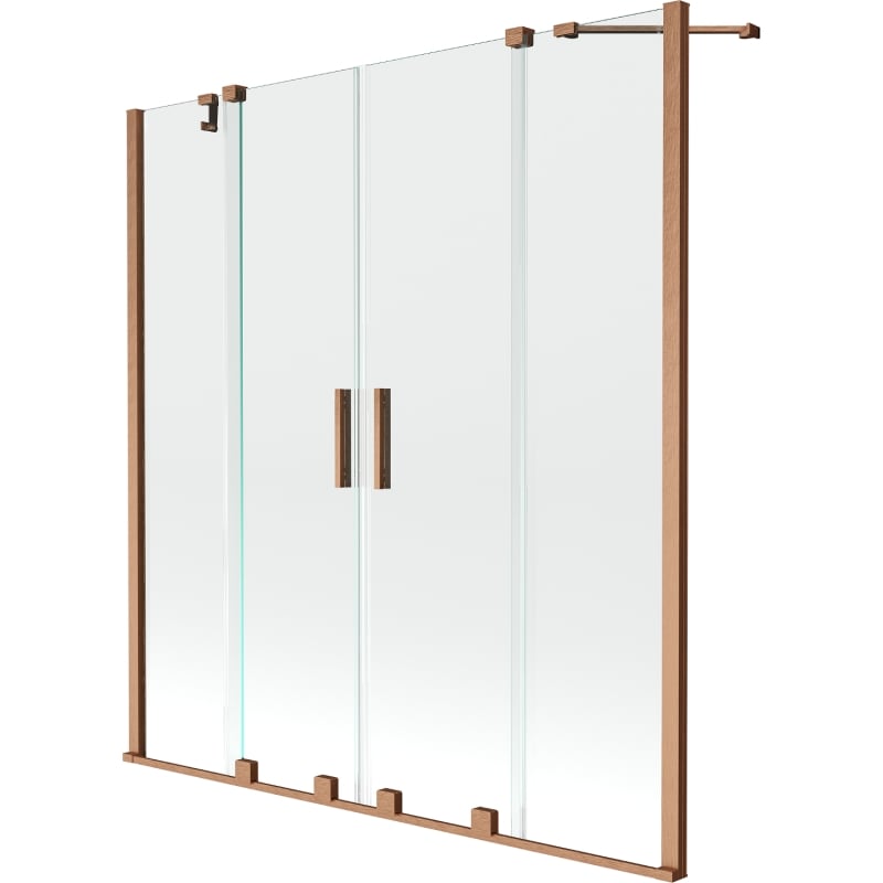 Mexen Velar Duo parawan nawannowy 2-skrzydłowy rozsuwany 140 x 150 cm, transparent, miedź szczotkowana - 896-140-000-02-65