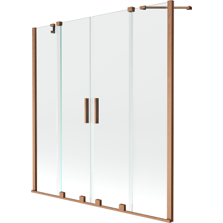 Mexen Velar Duo Duschwand 2-flügelig, verschiebbar 140 x 150 cm, transparent, gebürstetes Kupfer - 896-140-000-02-65