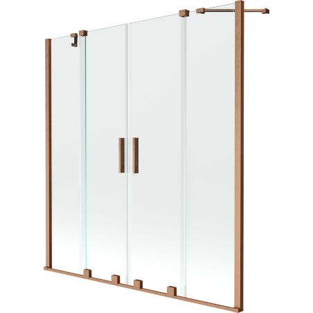 Mexen Velar Duo parawan nawannowy 2-skrzydłowy rozsuwany 150 x 150 cm, transparent, miedź szczotkowana - 896-150-000-02-65