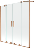 Mexen Velar Duo badwand twee-delig schuifbaar 160 x 150 cm, transparant, geborsteld koper - 896-160-000-02-65