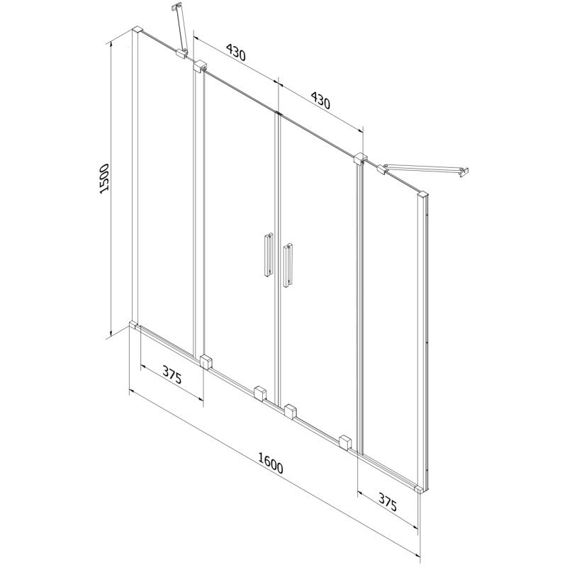 Mexen Velar Duo parawan nawannowy 2-skrzydłowy rozsuwany 160 x 150 cm, transparent, miedź szczotkowana - 896-160-000-02-65