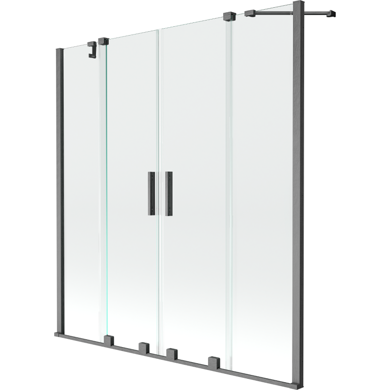 Mexen Velar Duo paratia della doccia a 2 ante scorrevoli 150 x 150 cm, trasparente, grigio canna di fucile spazzolato